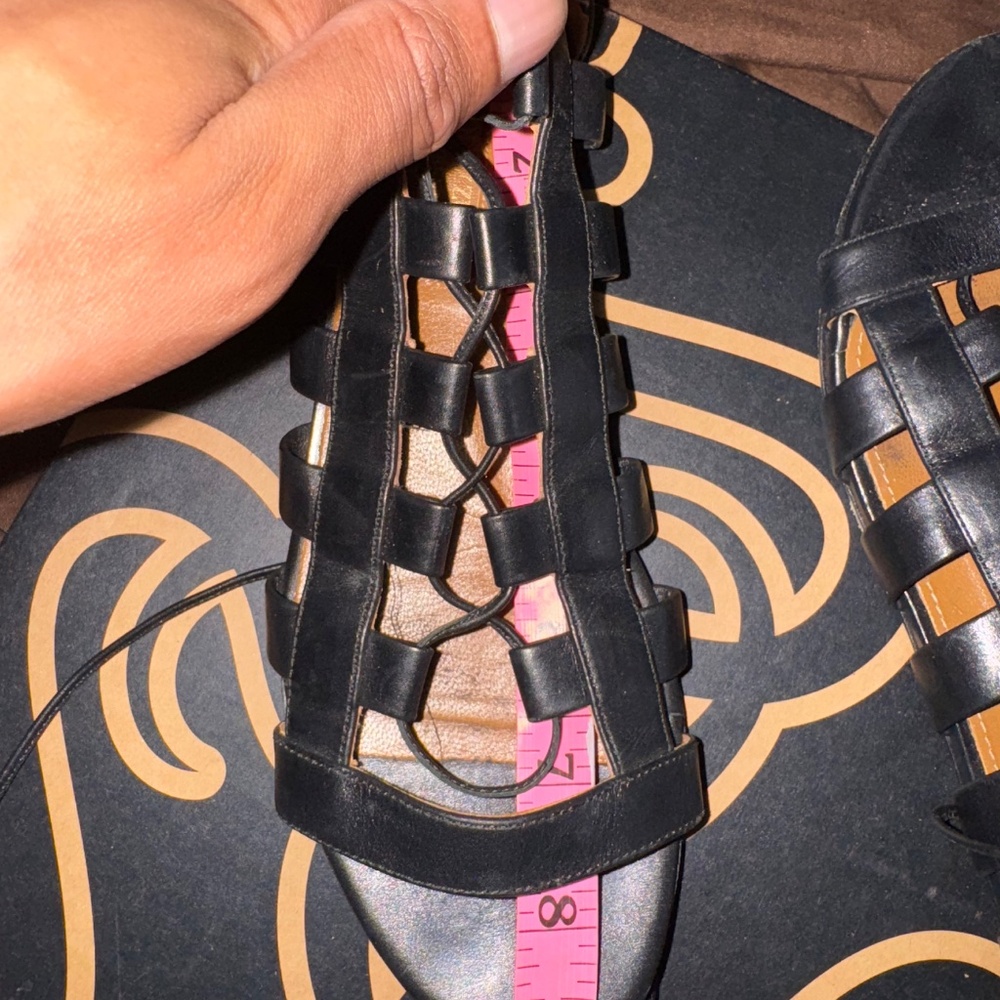 Aquazzura Firenze Amazon Gladiator black Leather Lace-Up Flats size EU 36 - Picture 4 of 8